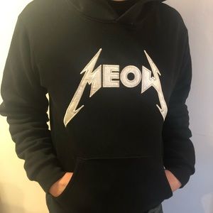 Custom Black Hoodie Cat Meow